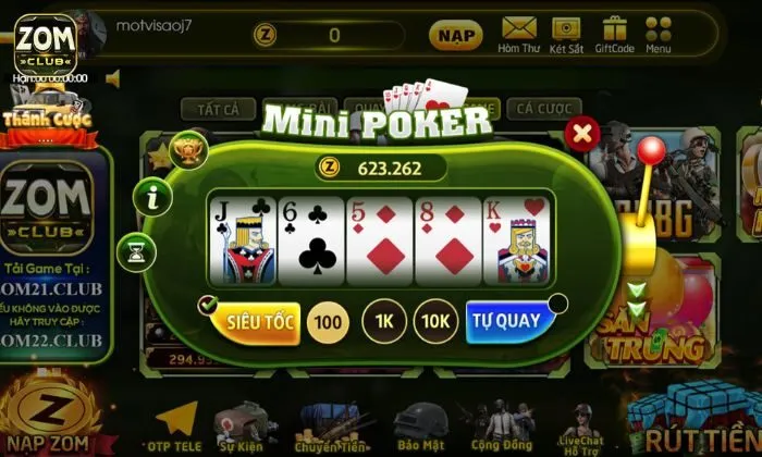 Mini Poker Zomclub Khái quát về Mini Poker Zomclub